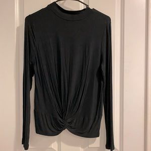 Black Long Sleeve Knot Detail Top